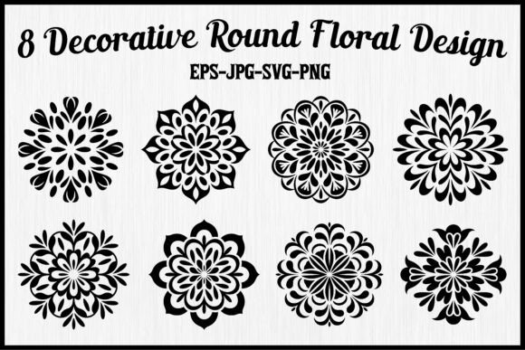8 Decorative Round Floral Design: Merging Geometry and Nature
