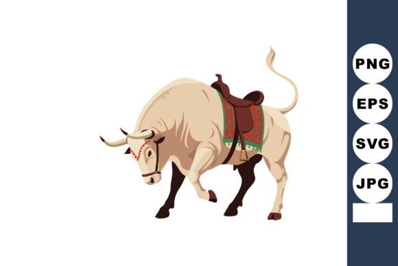 Bull with Decorative Saddle Standing: Bold Vector Art for Dynamic Projects