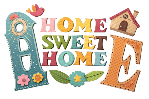Charming Home Sweet Home Decorative Letters PNG