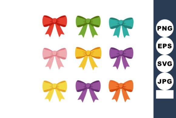 Colorful Decorative Bows Set with Red Gr: A Design Asset for Playful Branding