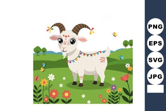 Cute Goat with Decorative Markings: A Font Full of Whimsy