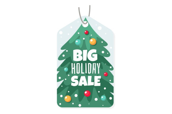 Decorative Gift Label with Christmas Tre: Festive Charm for Designers