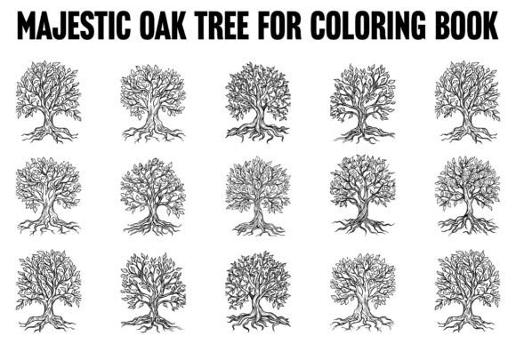 Decorative Oak Tree Coloring Book Pages: Your Go-To Design Asset