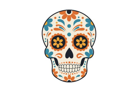 Decorative Sugar Skull with Floral Patte: A Festive Vector for Bold Projects