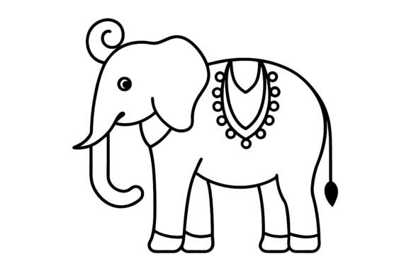 Elephant Adorned with Decorative: A Premium Line Art Collection for Modern Creators