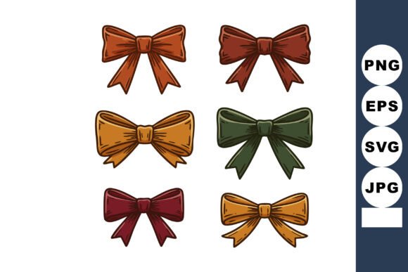 Hand Drawn Decorative Bow Set with Orang: Your Go-To Festive Design Asset